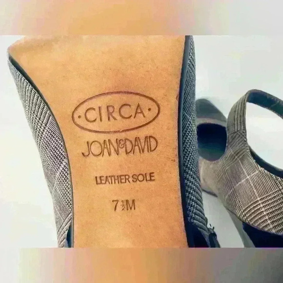 Circa Joan & David Women’s Size 7.5 Heels w/ Plaid Fabric & Black Patent Leather - Picture 10 of 14